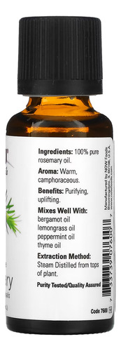Óleo De Alecrim 30ml Now Foods 100% Puro+ Porta Cápsulas Sabor Sem Sabor