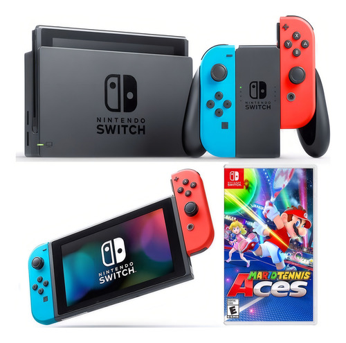 Nintendo Switch Edicion Mario Tennis Aces + Juego 1 Y 2
