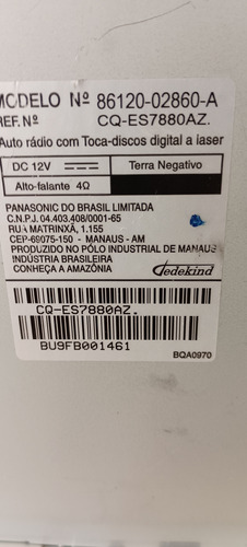 Radio Cd Toyota Corolla Original 2009/2010 (Usado)