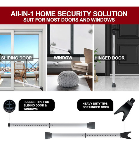 Barra De Seguridad Ajustable Para Puertas Y Patios Blanco