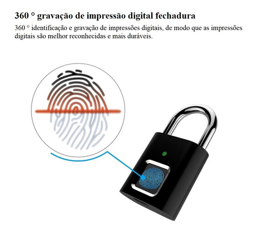 Imagem 3 de 10 de Cadeado Inteligente De Impressão Digital Biométrica S/chaves