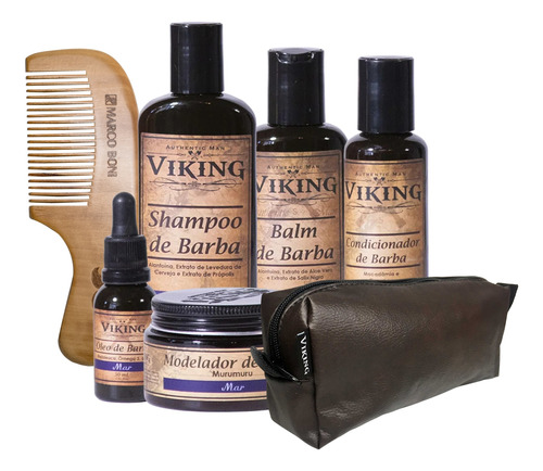 Kit De Barba - Premium Com Necessaire Mar Viking E Pente