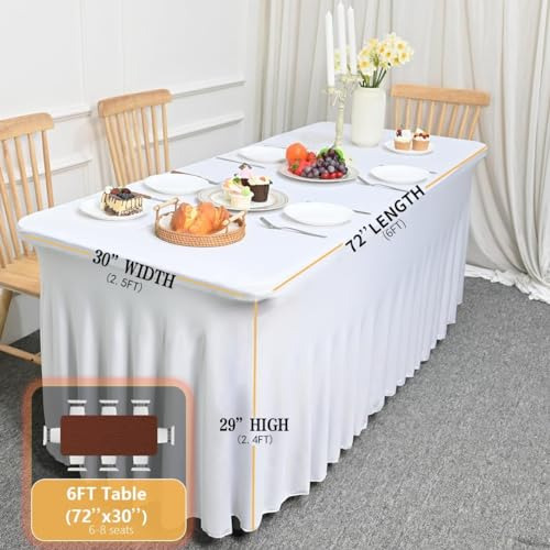 Faldón De Mesa Elástico Blanco Para Banquetes Y Fiestas