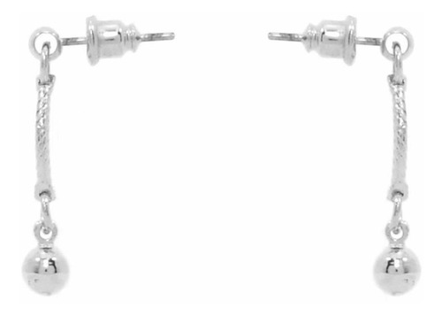 Brinco Prateado Oval Com Bolinha