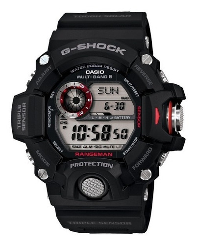 Reloj Casio G-shock Solar Rangeman GW-9400-1dr NF/Warranty, correa de color negro, color de bisel, color de fondo negro, color de fondo digital