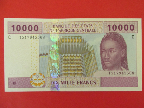 Billete Chad 10.000 Francos Africa Año 2002 Muy Escaso Unc