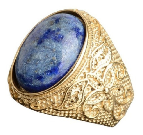 Anillo Gema Piedra Natural Lazuli Acero Inoxidable Hombre