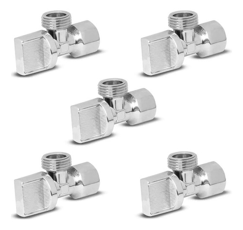 Pack 5 Llave Control Angular Metal Rosca 1/2 1/4 Giro Fonta
