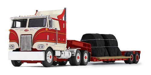 Peterbilt 352 Coe Lowboy Con Carga De Metal Trailer 1:64 Dcp