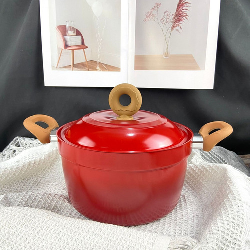 Kit De Panelas Antiaderente 5 Peças Fogão A Gás E Indução Cor Vermelho