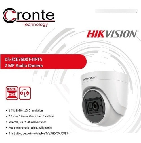 Camara Domo Hikvision 4en1 1080p 2.8m + Microfono 