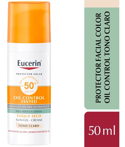 Protector Solar Facial Eucerin Sun Fps 50+ Tono Claro 50 Ml