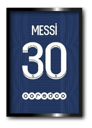 Decorativo Dorsal Lionel Messi Barcelona Psg Enmarcado 30x40