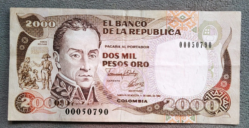 Billete De 2000 Del Año 1992 Estado 8.5