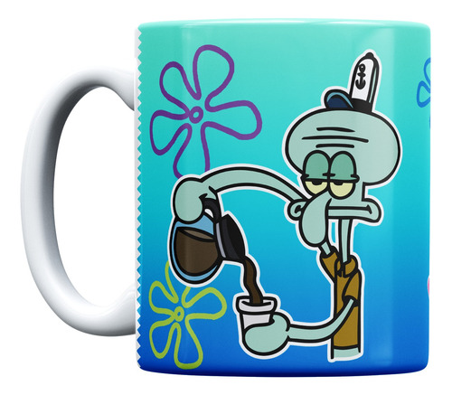 Pocillo Calamardo Cafe Bob Esponja  Mug Taza 11oz Full Color