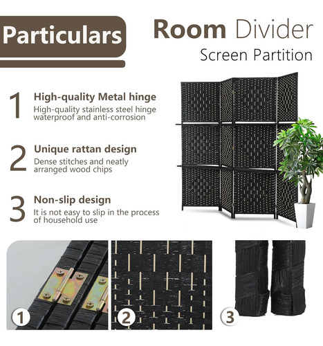 Divisor De Habitación De 4 Paneles Divisores De Madera...