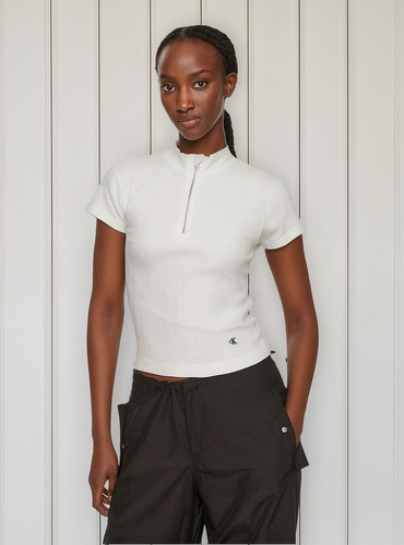 Blusa Variegated Rib Half Blanco Calvin Klein