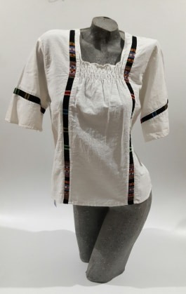 Imagen 2 de 4 de Camisola Blusa Aguayo Tiras 100% Algodón Lienzo Artesanal