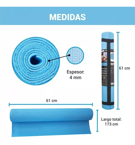 Mat Yoga Colchoneta Pilates Antideslizante Pvc 4mm + Correa