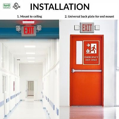 Imagen 5 de 5 de Comercial Led Rojo Señal De Salida Y El Luminario Emergencia