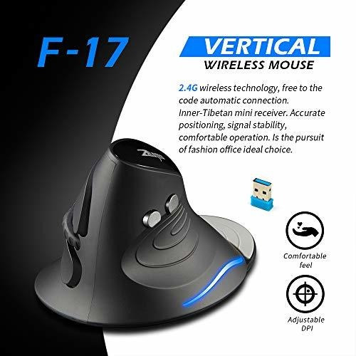 Ratón Inalámbrico Zelotes, Ratón Ergonómico De 2400 Dpi, 6 B