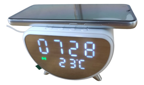 Reloj Despertador Digital Con Cargador Inalambrico Termometr