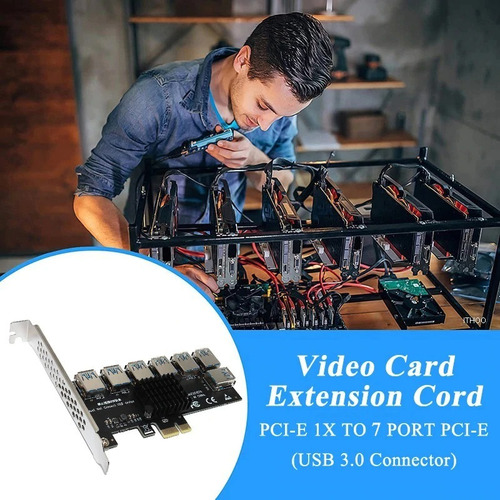 Imagem 5 de 6 de Placa Riser Multiplicadora De Slot Pciex 7 Saidas Mineração