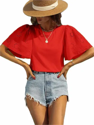 Blusa roja bordada sale