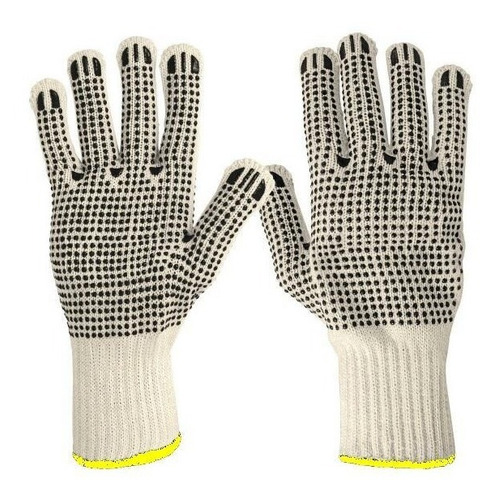 600 Guantes Carolina Tejidos Con Puntos Pvc Blanco