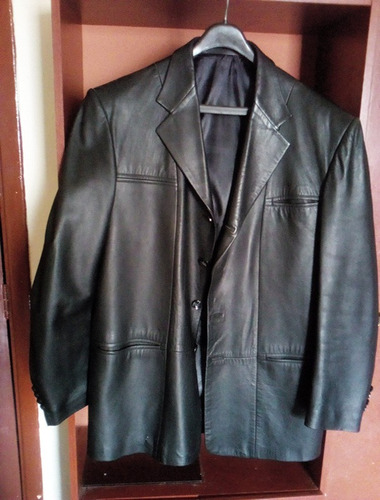 Chaqueta De Cuero Negra 100% Cuero Colombiano, Hecha A Mano 