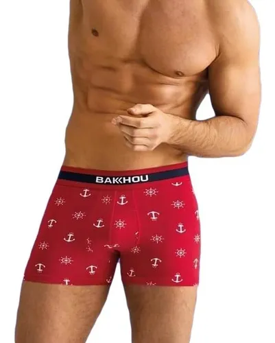 Boxer Hombre Estampado Anclas Nautico Algodon Bakhou 2066