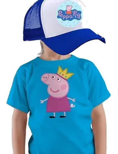 Gorro / Jockey De Pepa Pig Mas Polera- Niño Talla 4 A X