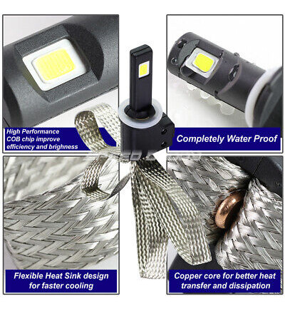 Chrome Housing Amber Side Headlight+6000k Hid Led Pair F Oad