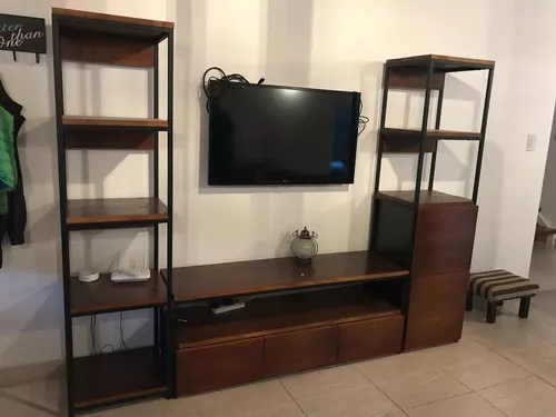 Mueble Modular Organizador Tv Industrial Hierro 180x35x180