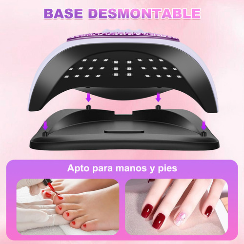 Lámpara de Uñas CIICII, UV LED Secador de Uñas de 288W, 66 Luces Fototerapia de Uñas Máquina con 4 Ajustes de Temporizador y Pantalla LCD, con Sensor Automático, Lámpara De Gel De Curado Más Rápido