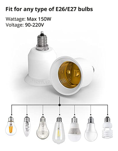 Adaptador Jackyled E12 A E26 E27 - 10 Unidades
