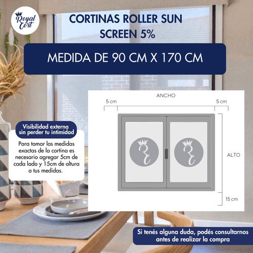 Cortina Roller Sun Screen 5% Standard 90x170 Cm Translucida Gris-gris