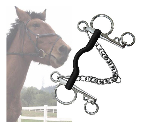 Mordaça De Cavalo De Metal, Boca Com Guarnições De Prata,