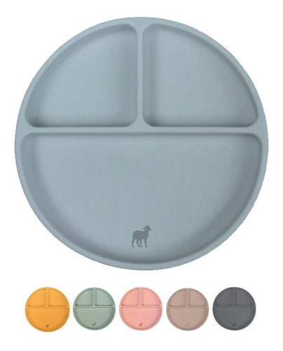 Nap-plato De Silicón Adherible Con Divisiones Y Succión/bebe Color Azul
