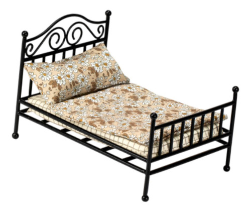 Cama En Miniatura, Juguete Para Niños, Modelo De Negro