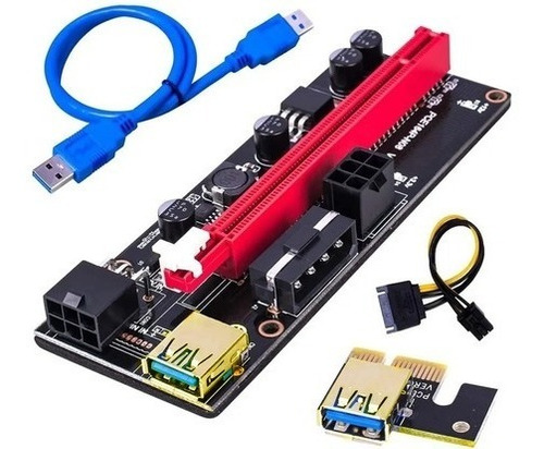 Imagen 1 de 6 de Riser Ver 009s Pcie 6pin 16x Btc Mineria Express Usb Pcreg