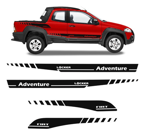 Kit Faixa Strada Adventure Locker 2008/2013 Adesivo Lateral Cor Preto