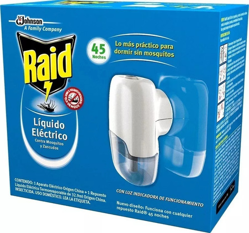 Raid 45 Noches Aparato + Repuesto Líquido Mata Mosquitos