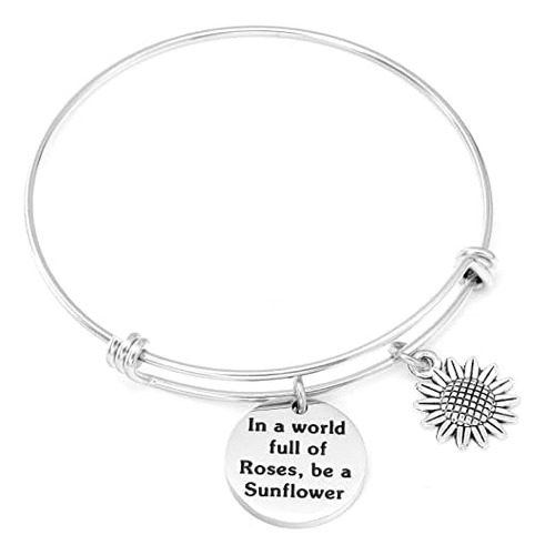 Kivosliviz Pulsera Con Dijes De Girasol En Un Mundo Lleno De