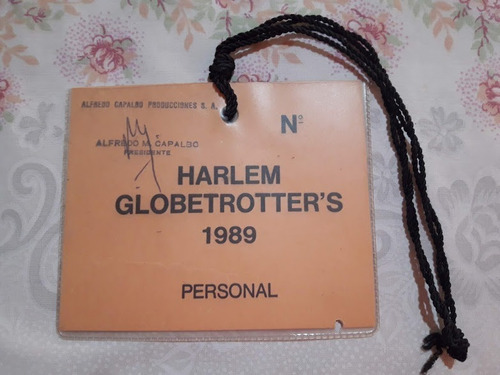 Harlem Globetrotter's  Bs As 1989 Credencial Personal 