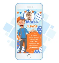 Comprar Invitación Digital Imagen - Blippi - Modelo 1 Con Foto