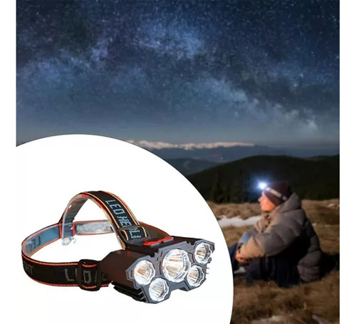 Linterna Led Minero Frontal 5 Led Impermeable Recargable Usb