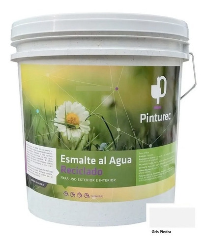 Esmalte Al Agua Reciclado Pinturec Gris Piedra 4 Galones