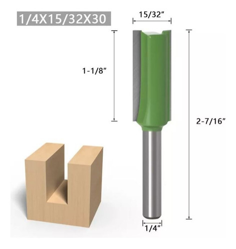 Fresa Recta Madera Vástago 1/4x15/32