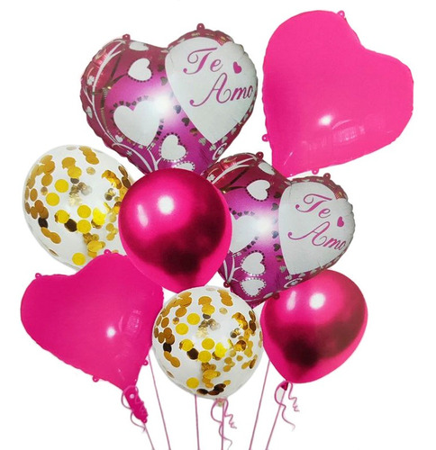 8 Globos Corazon 18'' San Valentín 14 Febrero Amor 1885a